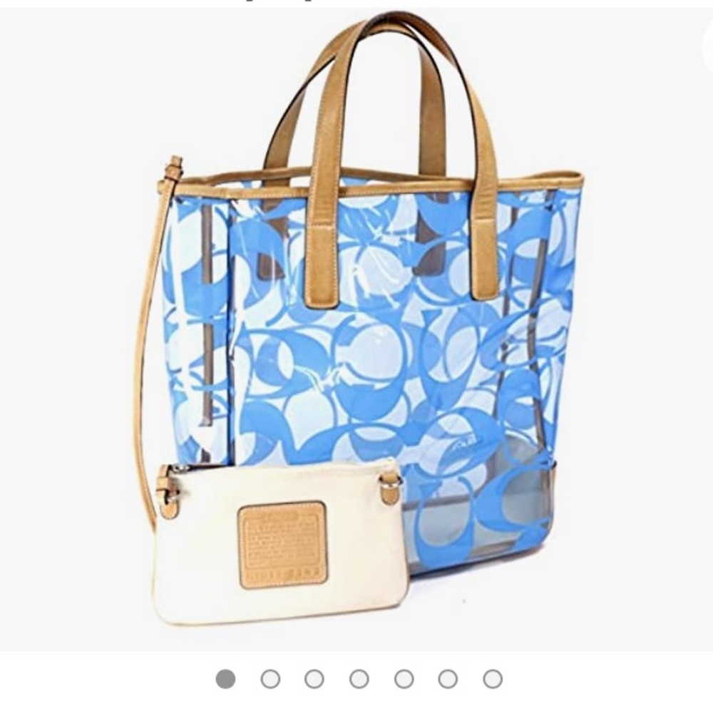 Vintage Coach Monogram Clear Beach Tote Large 8143